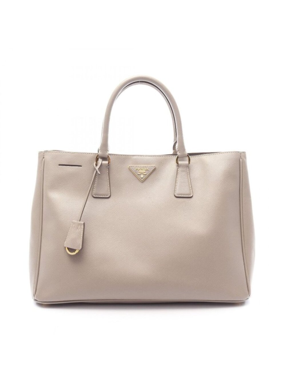 Prada Tote Saffiano Lux Galleria Greige Leather Triangle Logo 2-Way